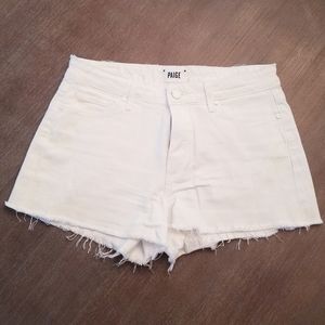 Paige white denim cutoff shorts